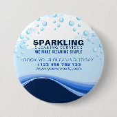 Moderne Witte Blauwe Professionele Schoonmaakdiens Ronde Button 7,6 Cm (Voorkant)