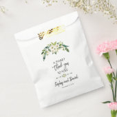 Moderne Witte Bloeiende Bloemen Handschrift BEDANK Bedankzakje (Gezegeld)