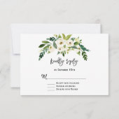 Moderne Witte Bloeiende Bloemige Handgeschreven RS RSVP Kaartje (Achterkant)