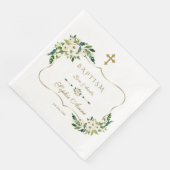 Moderne Witte Bloeiende Bloemige Pioenrozen Doop Servet (Hoek)