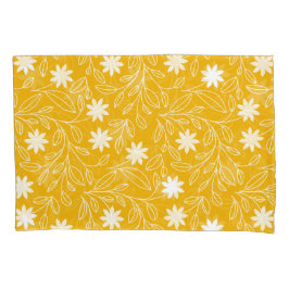 Moderne witte bloem blad geel kussensloop