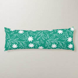 Moderne witte bloem blad groen lichaamskussen