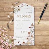 Moderne witte bloem Bouquet Dinner All In One Uitnodiging