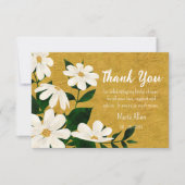 Moderne witte bloem | Goud Vrijgezellenfeest Bedankkaart (Voorkant)