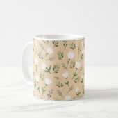 Moderne witte bloem koffiemok (Voorkant links)