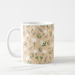 Moderne witte bloem koffiemok