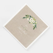Moderne Witte Bloemen Burlap Handschrift Huwelijk Servet (Hoek)