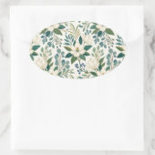 Moderne Witte Bloemen en Bessen Ovale Sticker (Tas)