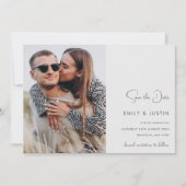 Moderne Witte Bloemen Foto Save the Date Wedding Kaart (Voorkant)