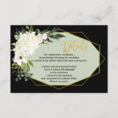 Moderne Witte Bloemen Gouden Bruiloft Details Informatiekaartje (Voorkant)