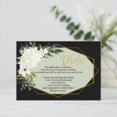 Moderne Witte Bloemen Gouden Bruiloft Details Informatiekaartje (Staand voorkant)