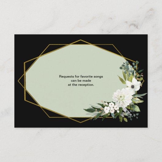 Moderne Witte Bloemen Gouden Bruiloft Details Informatiekaartje (Achterkant)