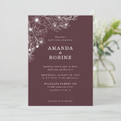 Moderne Witte Bloemen Huwelijksuitnodiging Kaart (Staand voorkant)