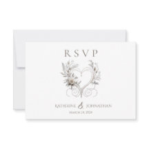 Moderne witte bloemen met een hart bruiloft