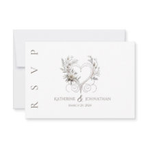 Moderne witte bloemen met een hart bruiloft