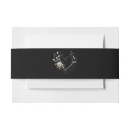 Moderne witte bloemen met een hart-bruiloft uitnodigingen wikkel