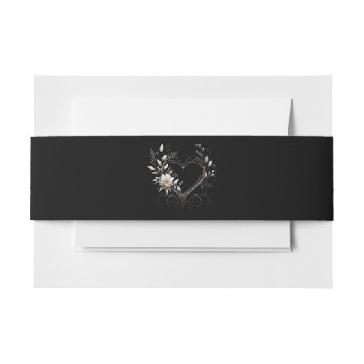 Moderne witte bloemen met een hart-bruiloft uitnodigingen wikkel (Voorkant Voorbeeld)