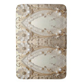 Moderne Witte Bloemen Parels Badmat (Voorkant Verticaal)