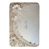 Moderne Witte Bloemen Parels Badmat (Voorkant Verticaal)