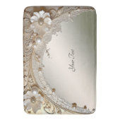 Moderne Witte Bloemen Parels Badmat (Voorkant Verticaal)