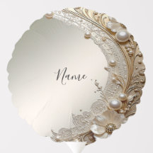 Moderne Witte Bloemen Parels Ballon