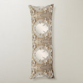Moderne Witte Bloemen Parels Body Kussen (Achterkant (Verticaal))