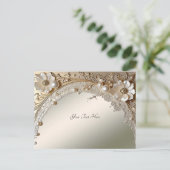 Moderne Witte Bloemen Parels Briefkaart (Staand voorkant)