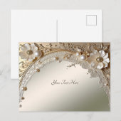 Moderne Witte Bloemen Parels Briefkaart (Voorkant / Achterkant)