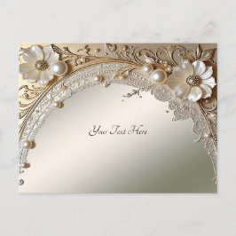 Moderne Witte Bloemen Parels Briefkaart