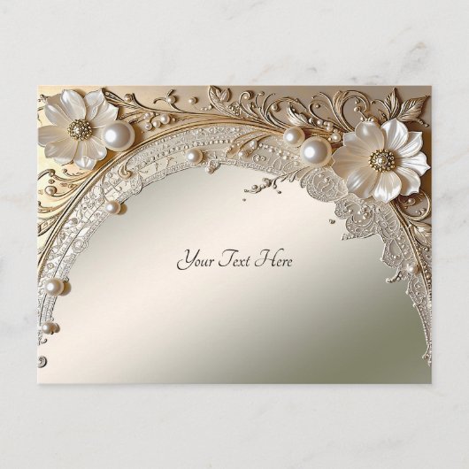 Moderne Witte Bloemen Parels Briefkaart (Voorkant)