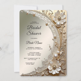 Moderne Witte Bloemen Parels Bruidsmeisjesfeest Kaart