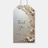 Moderne Witte Bloemen Parels Cadeaubijsluiter Cadeaulabel (Achterkant)