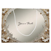 Moderne Witte Bloemen Parels Cadeautas (Achterkant)