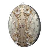 Moderne Witte Bloemen Parels Dartbord (Voorkant Rechts)