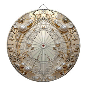 Moderne Witte Bloemen Parels Dartbord