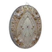Moderne Witte Bloemen Parels Dartbord (Voorkant Links)