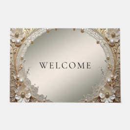 Moderne Witte Bloemen Parels Deurmat