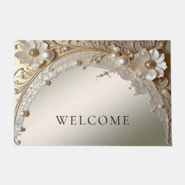 Moderne Witte Bloemen Parels Deurmat