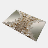 Moderne Witte Bloemen Parels Deurmat (Schuin)