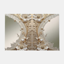 Moderne Witte Bloemen Parels Deurmat