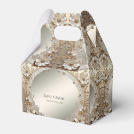 Moderne Witte Bloemen Parels Favor Doos Bedankdoosjes