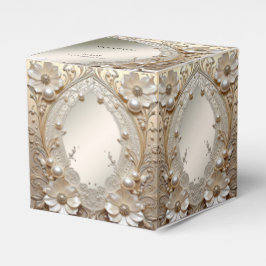 Moderne witte bloemen parels favorieten doos bedankdoosjes