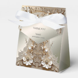 Moderne witte bloemen parels favorietendoos bedankdoosjes
