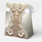 Moderne witte bloemen parels favorietendoos bedankdoosjes (Achterkant)