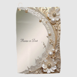 Moderne Witte Bloemen Parels Golf Handdoek