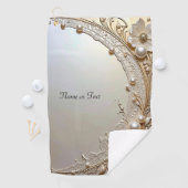 Moderne Witte Bloemen Parels Golf Handdoek (Insitu)