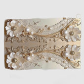 Moderne Witte Bloemen Parels Golf Handdoek (Horizontaal)