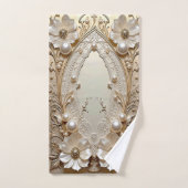 Moderne Witte Bloemen Parels Handdoeken Set (Handdoek)