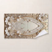 Moderne Witte Bloemen Parels Handdoeken Set (Handdoek)