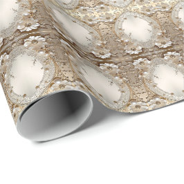 Moderne Witte Bloemen Parels Inpakpapier
